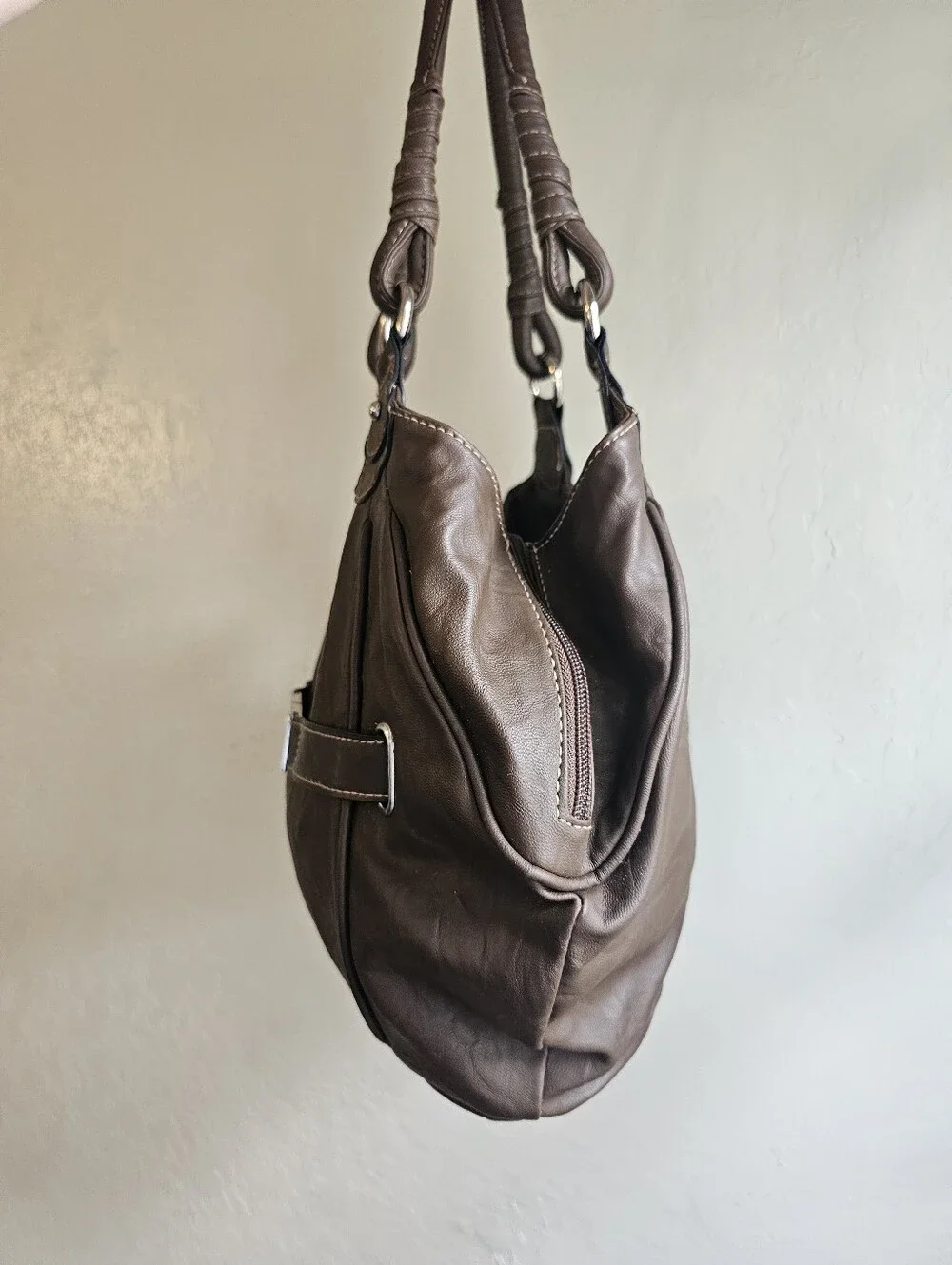 Rosetti Brown Slouchy Hobo Shoulder Bag Belted Accent